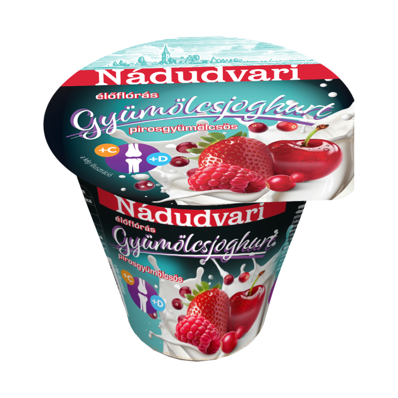 Nádudvari élőflórás gyümölcsjoghurt 125 g pirosgyümölcsös, C-, és D-vitaminnal